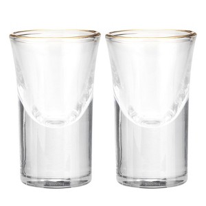 Unique Bargains Polystyrene Shot Glasses Drinkware with Golden Edge 2 Pcs - 1 of 4
