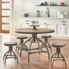 Set of 2 Adjustable Height Stools with Nailhead Pewter Silver - Buylateral: Swivel, Industrial Design, Metal Frame - 4 of 4