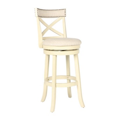 New Classic Furniture, Furniture York 29" Wood Bar Stool with Fabric Seat in Ant White, White