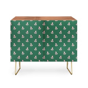 Maritza Lisa Retro Pink Leaf Pattern Credenza - Deny Designs - 1 of 2
