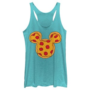 Women's Mickey & Friends Pizza Mickey Mouse Logo Racerback Tank Top - 1 of 4