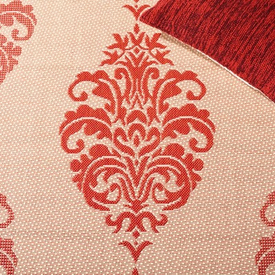 Natural and Red Flat Woven Synthetic Runner Rug