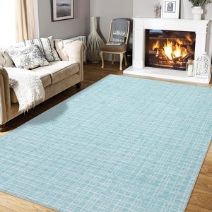 TackView Washable Checkered Area Rugs, Throw Carpet for Bedroom Living Room Entrance Laundry Bathroom Plaid Modern Farmhouse Rug - 1 of 4
