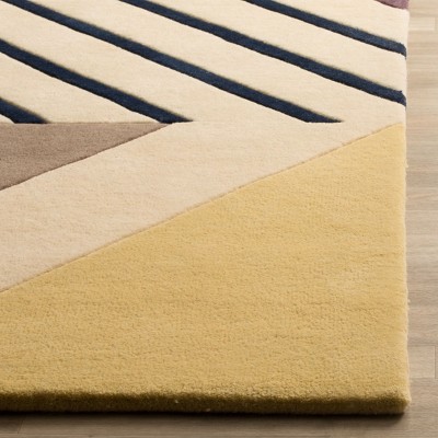 Ivory Geometric Hand-Tufted Wool Runner Rug