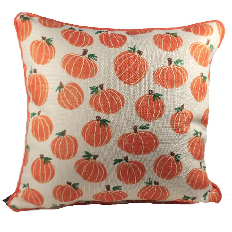 Fall 17.0 Inch Hand-Painted Pumpkin Pattern Pillow Indoor Throw Pillows, 1 of 4