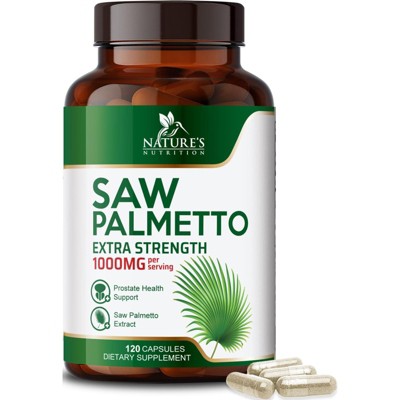 Saw Palmetto 1000mg - Premium Prostate Health Support Supplement for Men - 120 By Nature's Nutrition