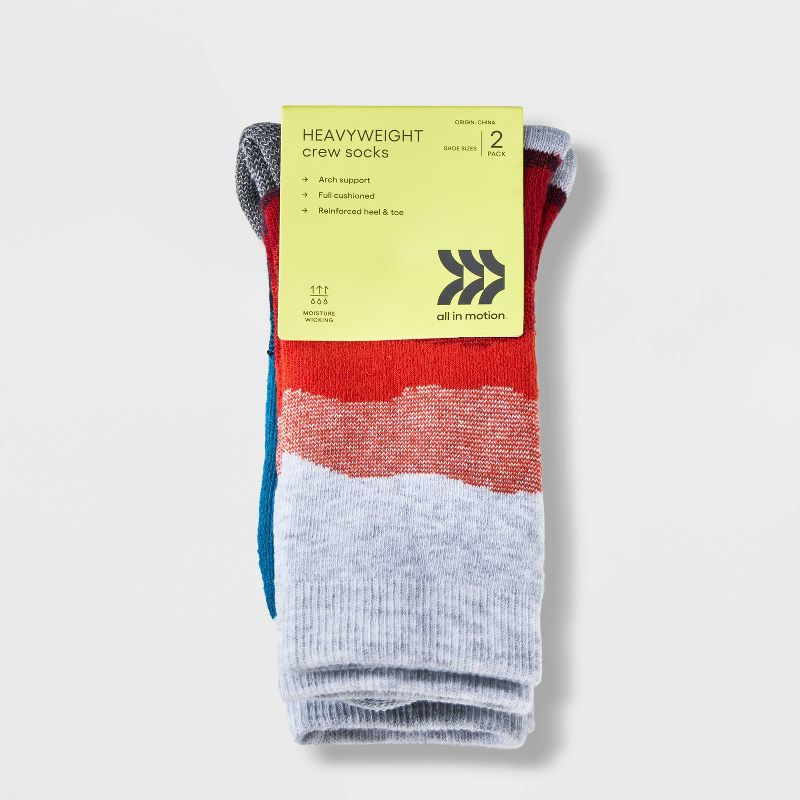 Kids' 2pk Outdoor Crew Socks - All In Motion™ Red , 3 of 5