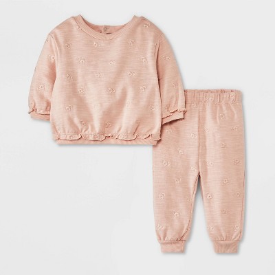 Image of Grayson Mini Baby Girls' Ruffle Pullover Top & Bottom Set - Orange Newborn