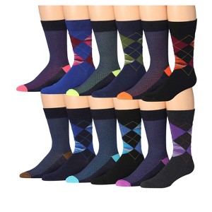 JAMES FIALLO Men's 12-Pairs Assorted Colors Funny Novelty Argyle Colorful Patterned Dress Socks for Men - 1 of 1