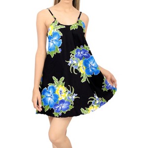 LA LEELA Women's Vacay Beach Summer Beachwear Dress Spaghetti Strap Nightshirts Slip Nighty - 1 of 4