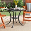 DSVIMOY Patio Side Table, Metal Outdoor Round Coffee Table for Patio Yard Balcony Garden, Antique Bronze, 21"*21"*21" - 2 of 4