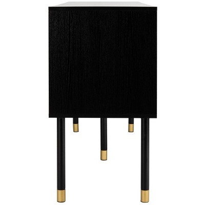 Retro Flair Black and White Media Console with Brass Caps, 55"