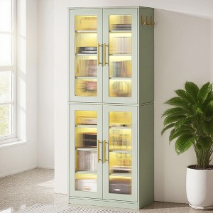 MAYEERTY 67-inch Bookcase 8-Tier Bookshelf with Acrylic Doors and LED Light - 1 of 4