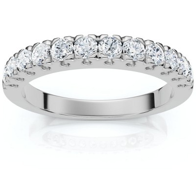 Pompeii3 1/2Ct Pave Diamond Wedding Anniversary Stackable Ring Gold Lab Created