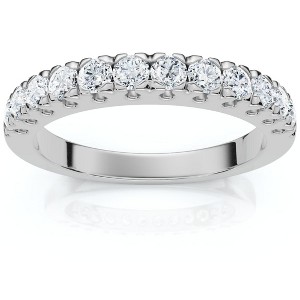 Pompeii3 1/2Ct Pave Diamond Wedding Anniversary Stackable Ring Gold Lab Created - 1 of 4