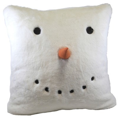 Allstate Floral 16.0 Inch Fur Snowman Pillow Lg Carrot Nose Coal Eyes Mouth Novelty Plush Pillows