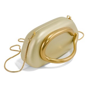 Women's Gold  Purse with Removable Chain, Elegant Acrylic Leather Handbag for Wedding, Cocktail Party, Evening Dress - 1 of 4