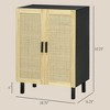 NicBex Sideboard Cabinet with 2 Rattan Doors Farmhouse Kitchen Buffet Cabinet with Adjustable Shelves for Kitchen,Living Room,Black+Natural - 3 of 4