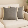 HomeRoots Set of Two 20" Gray And Off White Cotton Throw Pillows with Fringe - 2 of 4