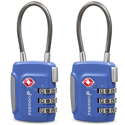 Fosmon 2 Pack TSA Approved Luggage Lock, 3 Digit Combination Lock Easy to Set Luggage Cable Lock, Travel TSA Locks for Luggage Suitcase Backpack, Blue