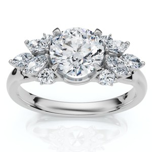 Pompeii3 Certified 1 1/4ct Feather Diamond Accent Ring 14k Gold or Platinum Lab Created - 1 of 4