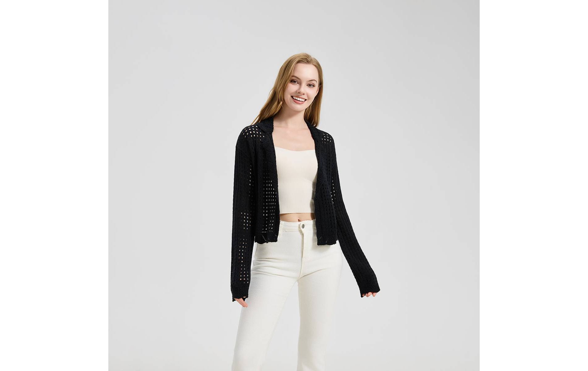Women's Open Stitch Pointelle Cardigan Sweater - Universal Thread™