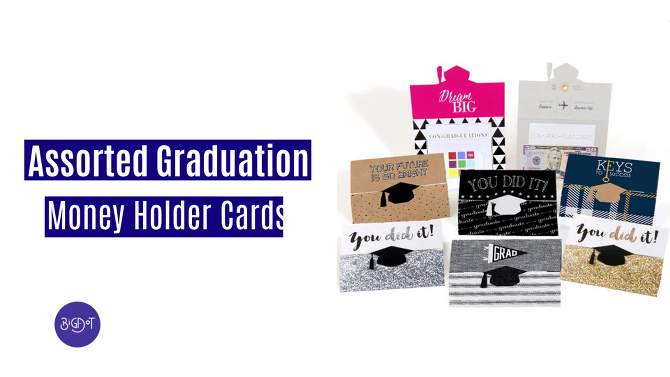Big Dot of Happiness Assorted Graduation Cards - Graduation Party Money Holder Cards - Set of 8, 2 of 8, play video