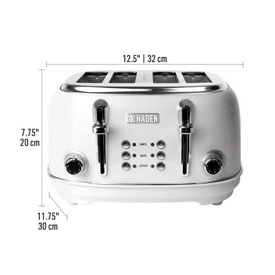 Ivory 4-Slice Wide Slot Stainless Steel Toaster with Crumb Tray