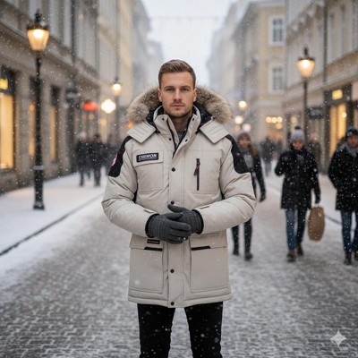 Canada Weather Gear Men’s Heavyweight Arctic Parka with Faux Fur Hood|Insulated Water-Resistant Winter Jacket - White - Medium — фото 3