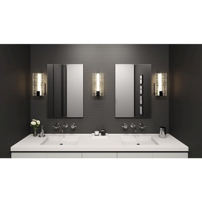Winter Matte Black and Clear Textured Glass LED Wall Sconce