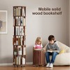 YONWAY 4 Tier Solid Wood Rotating Bookshelf on Wheels, Round Revolving Storage Shelf, 360° Spinning Book Shelf Tower for Corner, Small Spaces, Office - 3 of 4