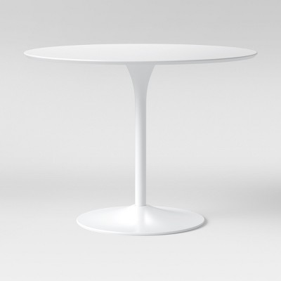 Braniff Round Dining Table Metal Base, Astrid Mid Century Round Dining Table With Extension Leaf Project 62tm