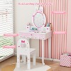 JOYMOR Kids Vanity Set with 7 pcs Makeup, 2-in-1 Table & Chair with Mirror, Drawer & Storage Box (White) - 4 of 4