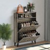 CuisinSmart, Shoe Cabinet with 2 Flip Drawers, Narrow Freestanding Shoe Storage Cabinet for Foyer, Hallway, Shoe Rack, Retro Gray - 3 of 4