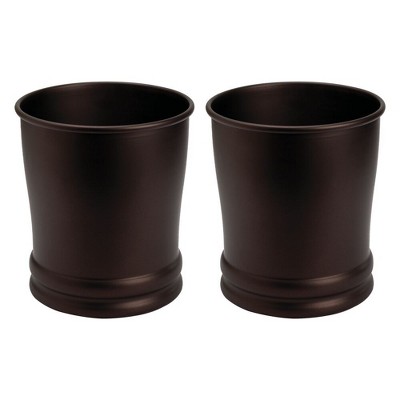 iDesign Set of 2 Steel Round Bathroom Trash Cans - Bronze