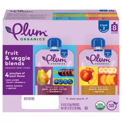 Plum Organics Stage 2 Fruit & Veggie Baby Meals - 8ct/32oz