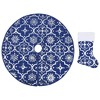 Aghana Digitals Blue 3ft Fabric Christmas Tree Skirt with Snow Pattern & Matching Sock, Soft - 2 of 4