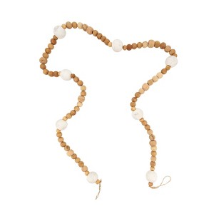 Saro Lifestyle Simplicity in Nature Wood Beaded Garland, 72", Beige - 1 of 1