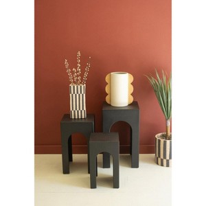 Wooden Side Tables – 22.5"H Black MDF & Fir Wood Square Accent Tables Set of 3, Modern Open-Frame Design by Kalalou - 1 of 4
