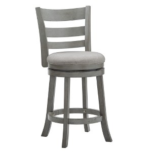 Inspire Q Hooper Counter Height Barstool Antique Gray Finish/Gray Linen - 1 of 3
