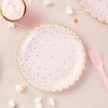 Sparkle and Bash 48 Pack Pink and Gold Polka Dot Paper Plates with Scallop(7 In) - 2 of 4
