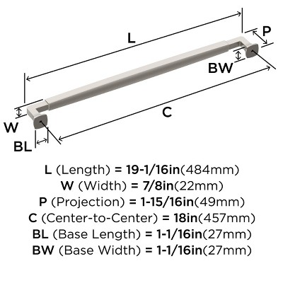 Brushed Satin Nickel 18-Inch Appliance Pull with Mounting Hardware