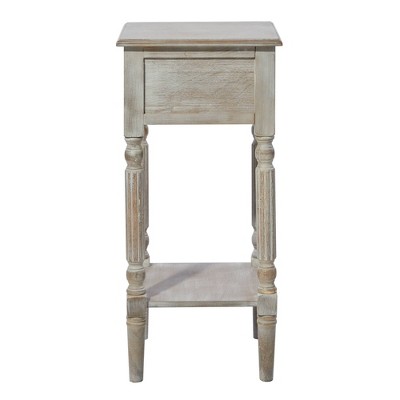 Farmhouse Chic White Wood Accent Table with Storage, 14" x 29"