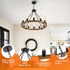 MaseiKar Wood Wagon Wheel Chandelier Farmhouse 12-Light 24″ Metal Pendant Chandeliers Wooden Vintage Rustic Light Fixtures Industrial for Dining Room - 3 of 4