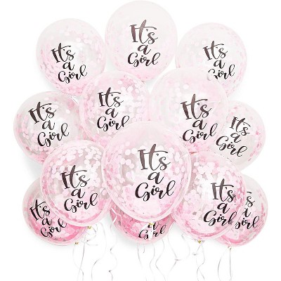 Sparkle and Bash 30-Pack It's a Girl Confetti Latex Balloons for Baby Shower Gender Reveal Party Decorations 12" Pink