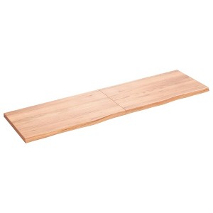 vidaXL Table Top – Light Brown – Solid Oak Wood – Handmade – Treated Surface – Versatile Applications – Easy Storage – 70.9" x 19.7" x (0.8"-1.6") - 1 of 4