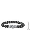 Steeltime Men's stainless steel and black leather braided leather with magnetic clasp - 3 of 4