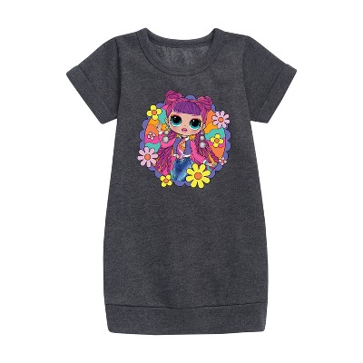 - LOL Surprise! - Skater Chick w/ Flowers Graphic Short Sleeve Fleece Dress