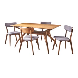Nissie 5pc Mid-Century Dining Set - Gray - Christopher Knight Home