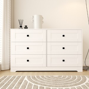 HDZNVF Chest of Drawer With 6 Drawers White Color Farm Door - 1 of 4